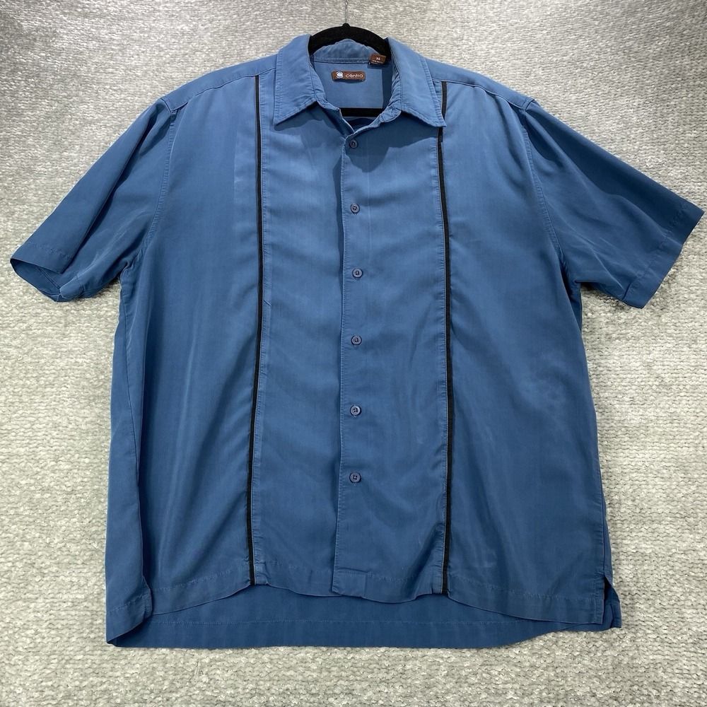 Centro Shirt Bowling‎ Camp Rayon Blend XL Blue Retro Rockabilly Short Sleeve